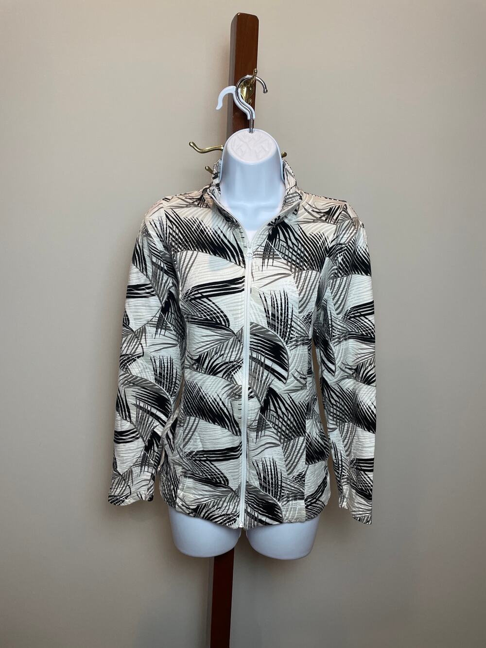 T by Talbots Tropical Print Terry Full Zip Sweatshirt Size L